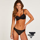 Hunkemöller Angie 2-Pack tai trusse, sort - 136472 - BLACK - Black