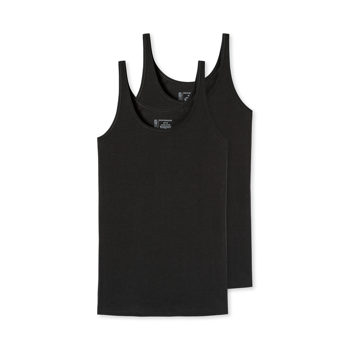 Schiesser 2-Pack top, sort - 174389 - 000 - Black