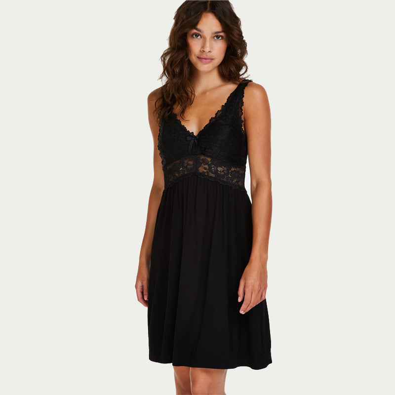Hunkemöller Nora Lace natkjole, sort - 175245 - BLACK - Black