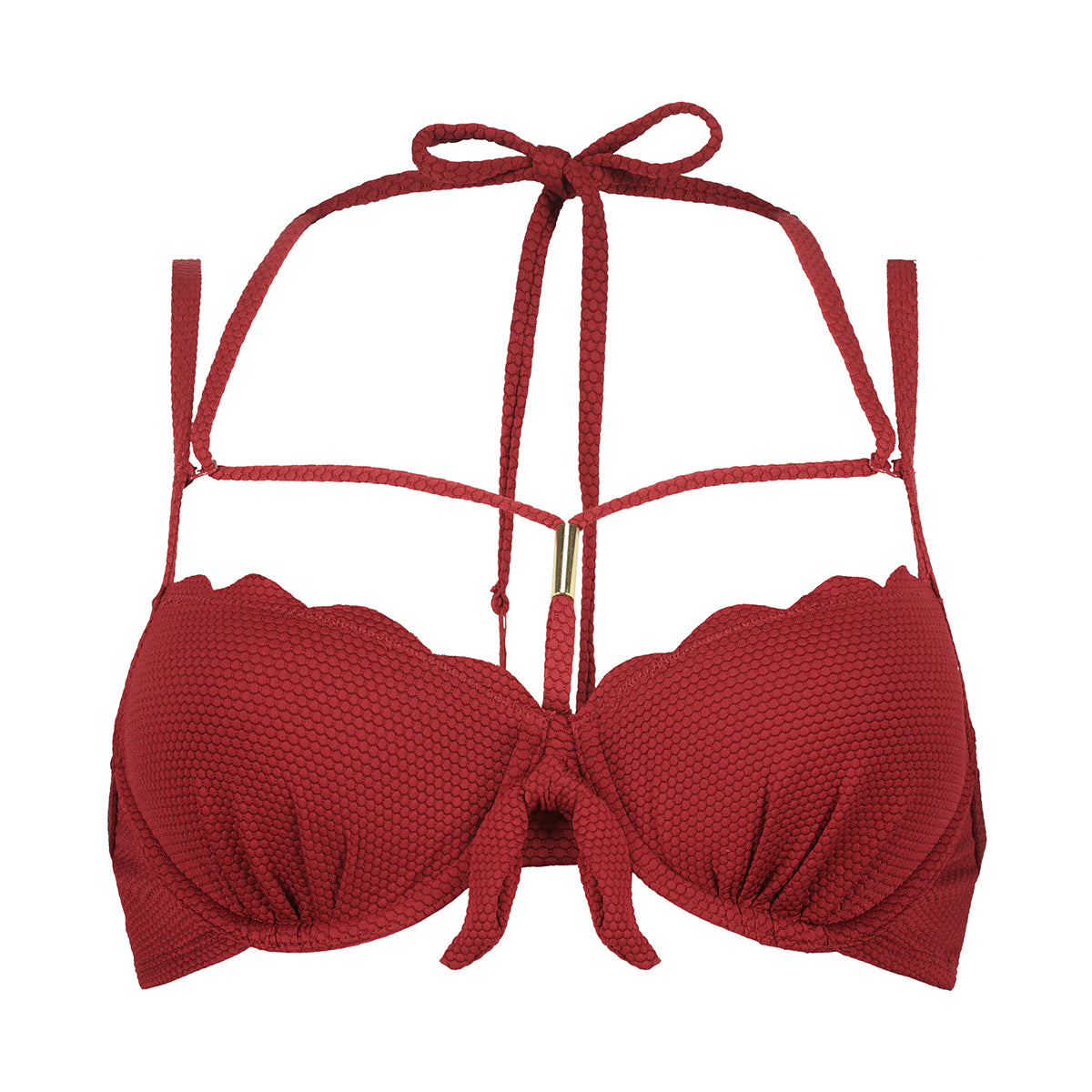 Hunkemöller Scallop Rio bikini top med bøjle, rød - 200922 - RHUBARB - Rhubarb