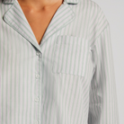 Hunkemöller Cotton Stripe natskjorte, grøn - 205132 - HARBOR GRAY - Harbor Gray