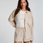 Hunkemöller Linen natskjorte, beige - 206532 - Almond Peach - Almond Peach