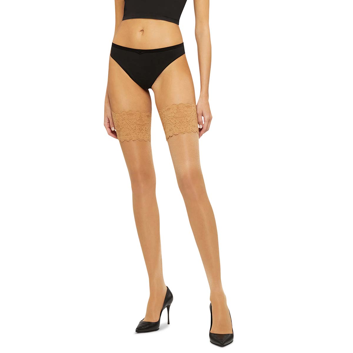 Wolford Satin Touch 20 Denier selvsiddende strømper, beige - 21223 - 4365 - Black