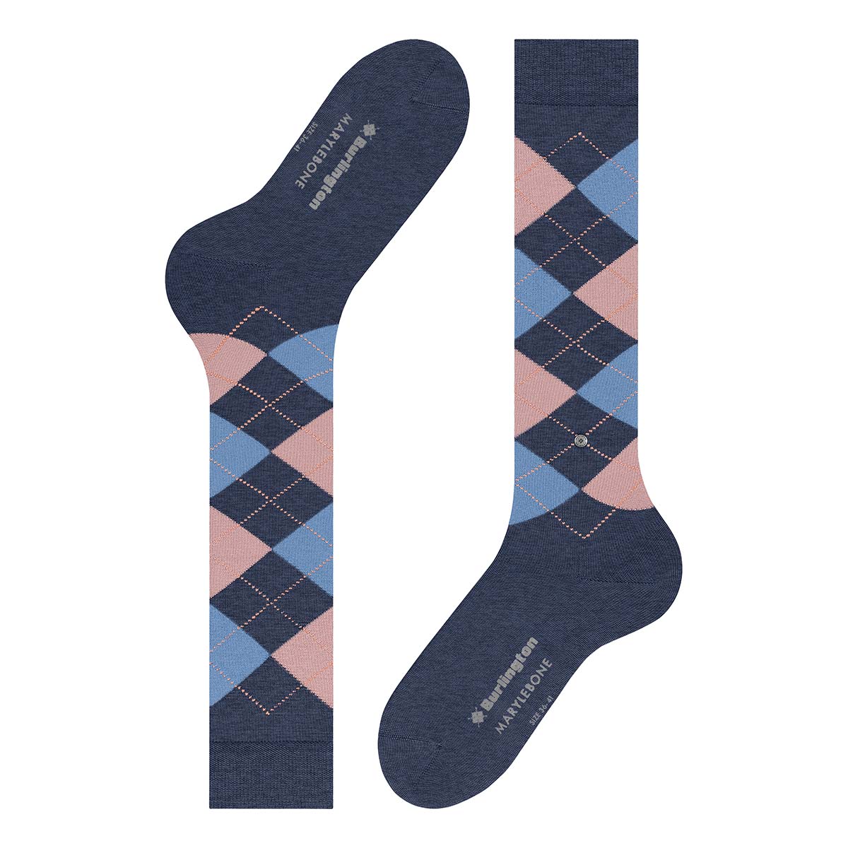 Burlington Marylebone knæstrømper, blå - 22373 - 6688 - Dark Blue Mel.