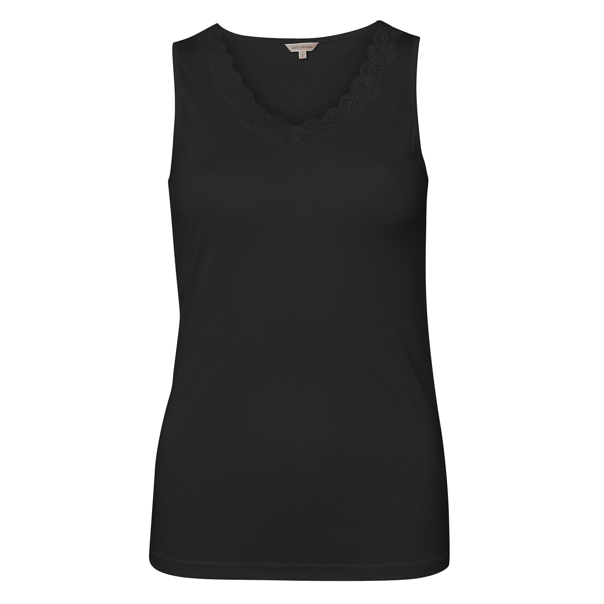 Lady Avenue Silk Jersey top, sort - 23-10423 - 02 - Black