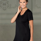 Lady Avenue Silk Jersey natkjole, sort - 23-50416 - 02 - Black
