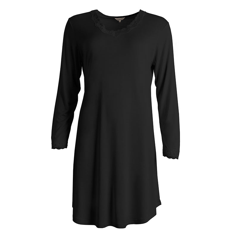 Lady Avenue Silk Jersey natkjole, sort - 23-50418 - 02 - Black