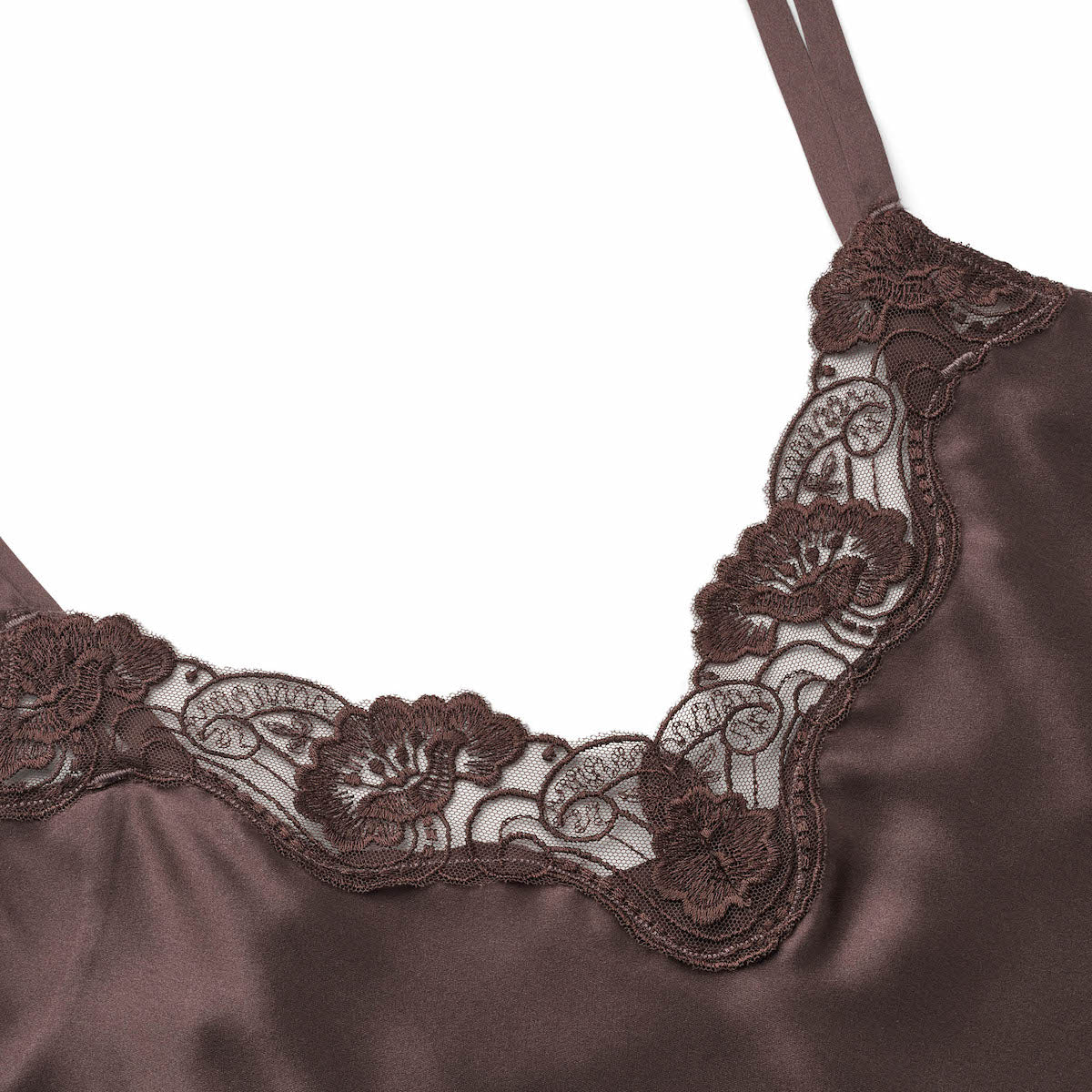 Lady Avenue Pure Silk natkjole, brun - 27-20803 - 190 - Coffee Bean