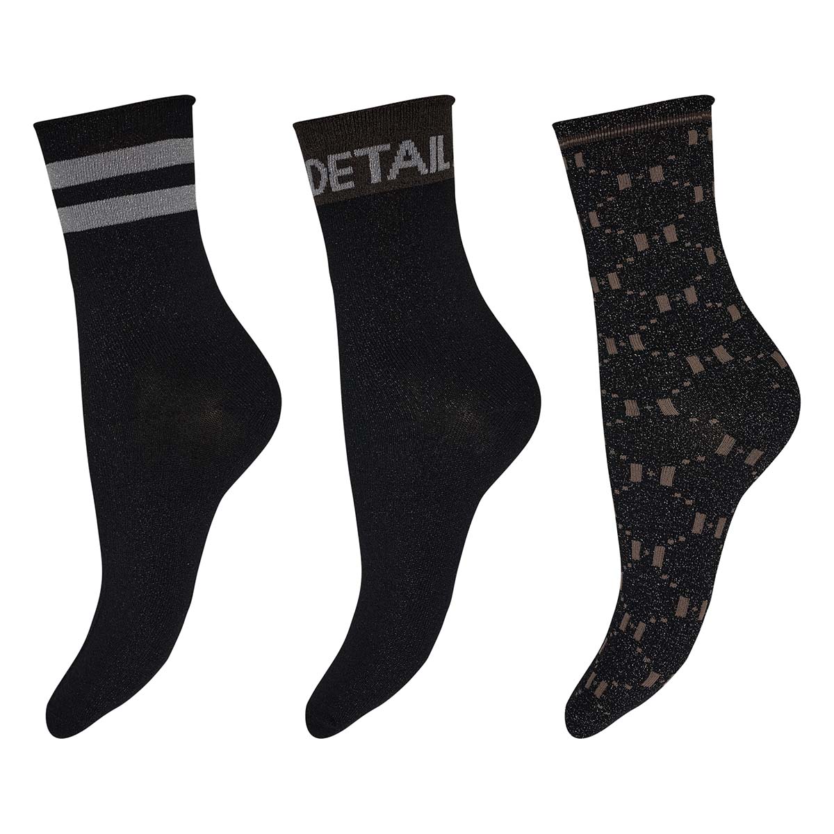 Hype The Detail 3-Pack strømper, sort - 3-21550-75 - 9003 - Black