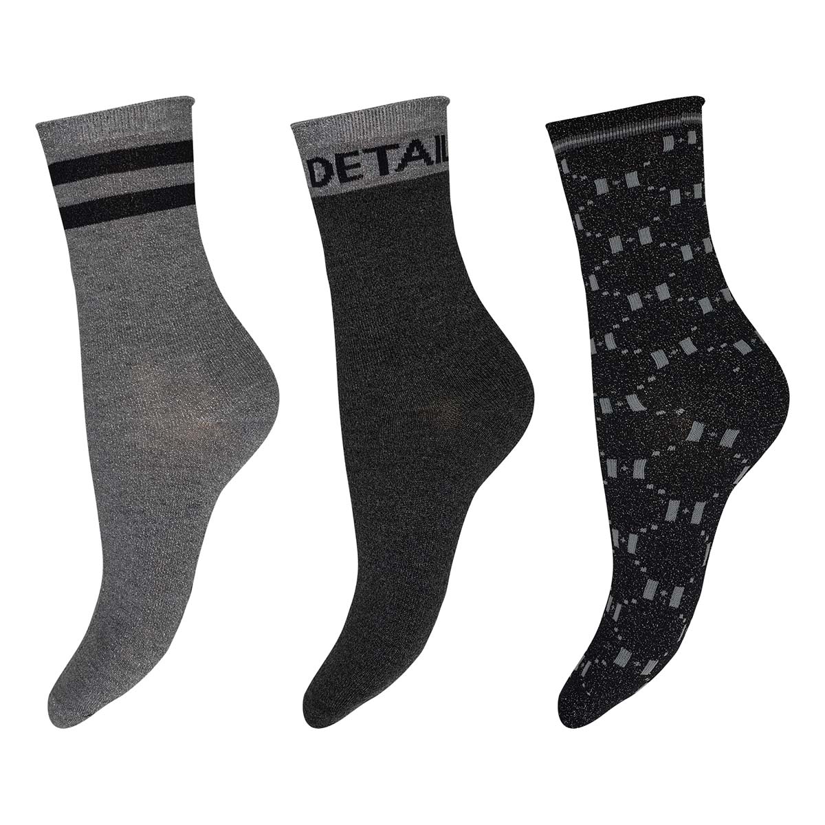Hype The Detail 3-Pack strømper, sort - 3-21550-75 - 9004 - Black