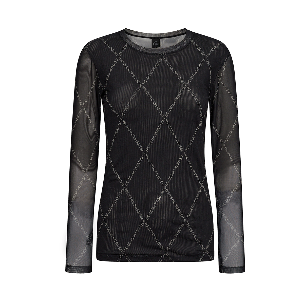 Hype The Detail Printed Mesh bluse, sort - 3-320-14 - 13 - Black