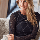 Hype The Detail Printed Mesh bluse, sort - 3-320-14 - 13 - Black