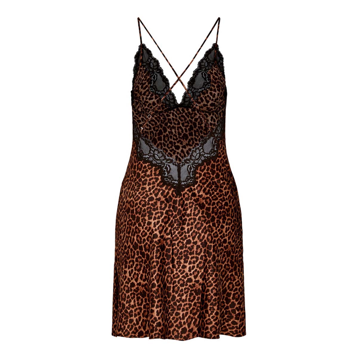 Hunkemöller Gabrielle natkjole, leopard - 305247 - BLACK - Black