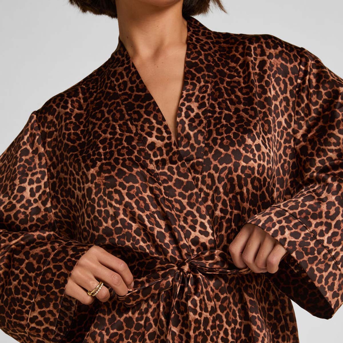 Hunkemöller kimono, leopard - 305255 - Black - Black