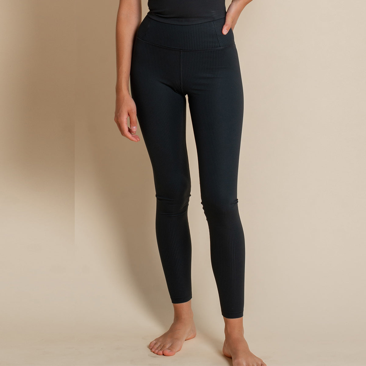 Girlfriend Collective Collective Rib long leggings, sort - 4034 - BLACK - Black