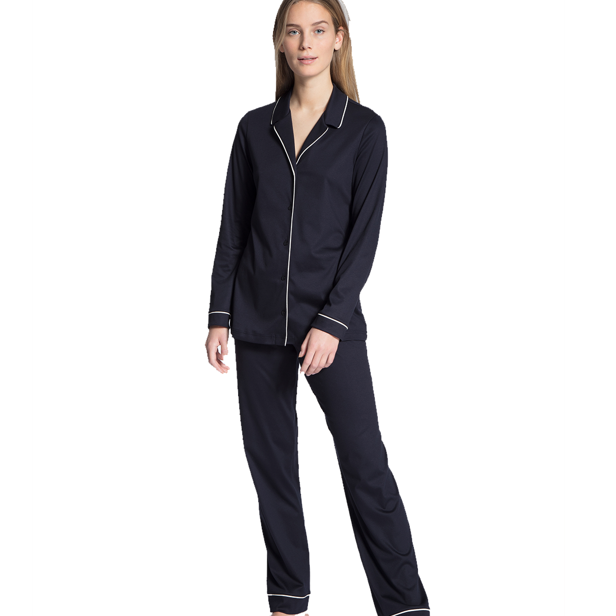 Calida Night Lovers pyjamas, blå - 43629 - 339 - Dark Lapi