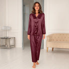 Lady Avenue Satin pyjamas, bordeaux - 48-3010 - 231 - Port Royale