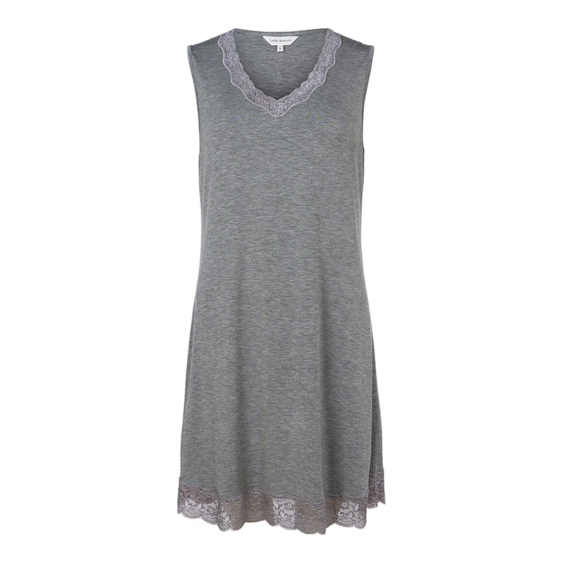 Lady Avenue Bamboo natkjole, grå - 51-20515 - 211 - Grey Melange