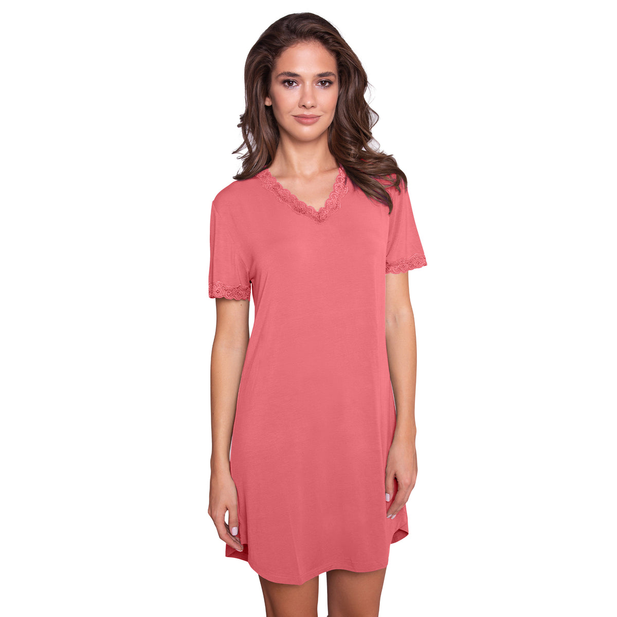 Lady Avenue Bamboo natkjole, pink - 51-50516 - 177 - Coral