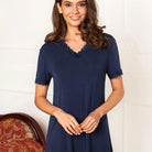 Lady Avenue Bamboo natkjole, blå - 51-50516 - 355 - Indigo