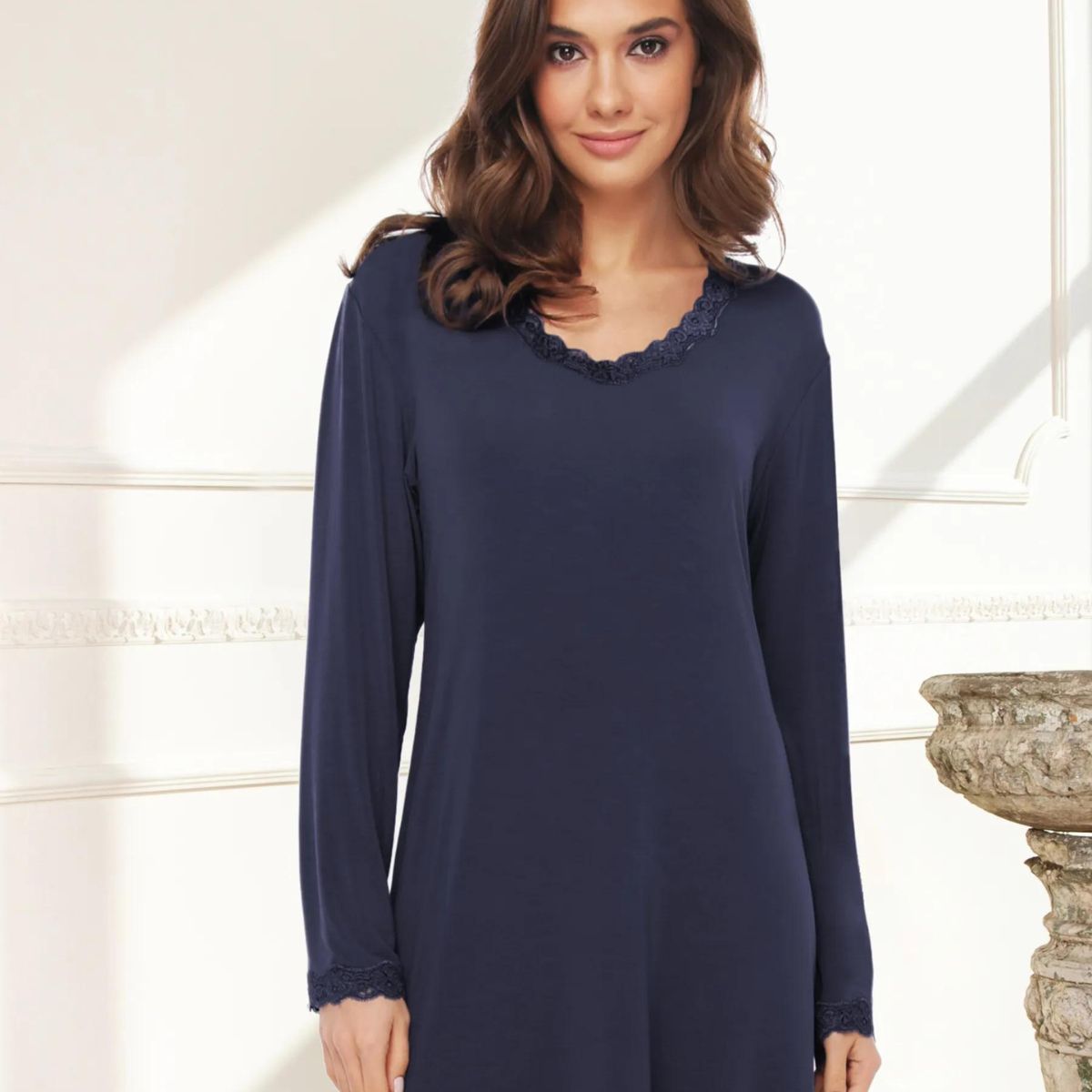Lady Avenue Bamboo natkjole, blå - 51-50518 - 355 - Indigo