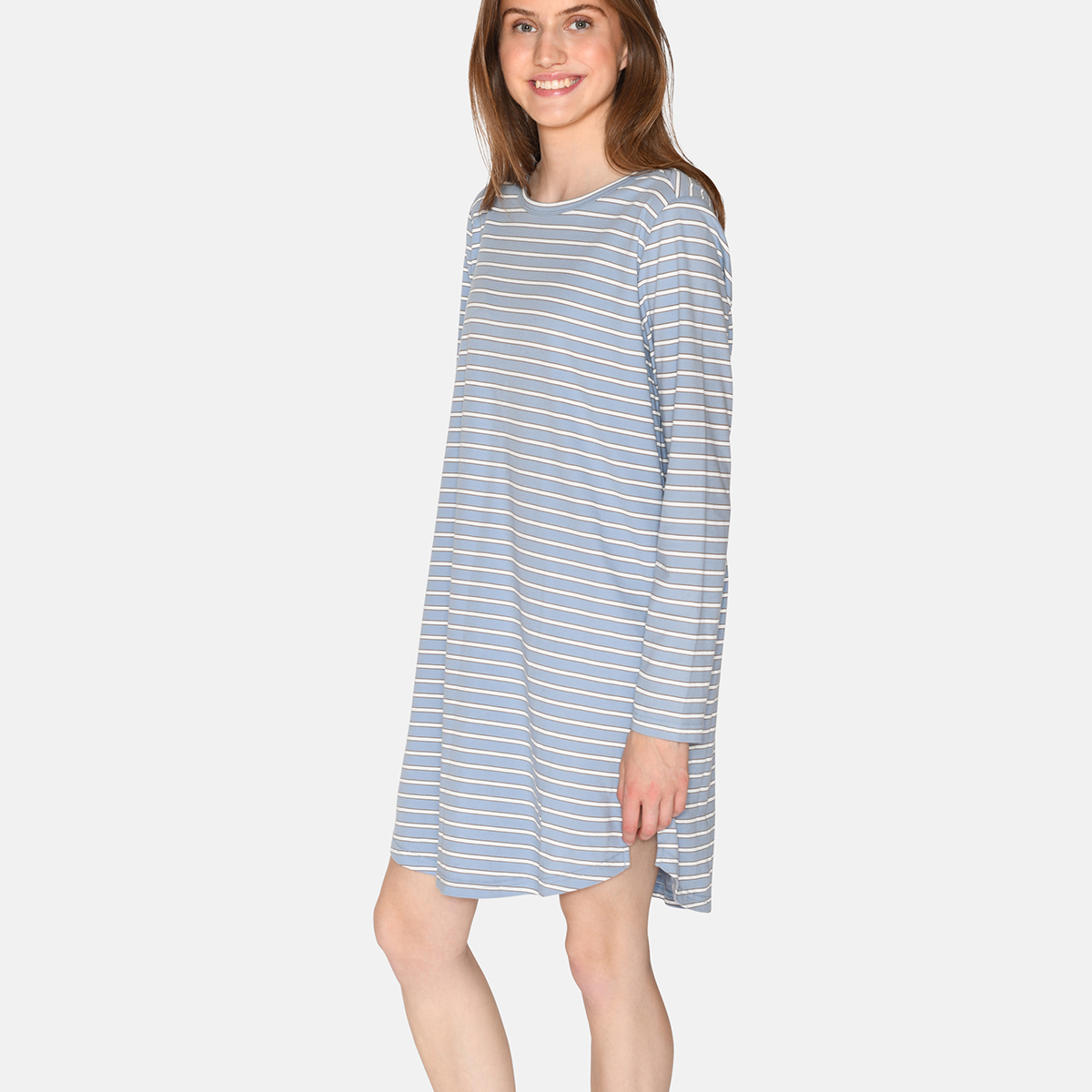 CCDK Nicole natkjole, blå - 60280 - 6022 - Faded Denim Stripe