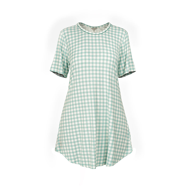 Lady Avenue Bamboo natkjole, mintgrøn - 61-602 - 680 - Green Checks