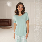 Lady Avenue Bamboo pyjamas, mintgrøn - 61-607 - 680 - Green Checks