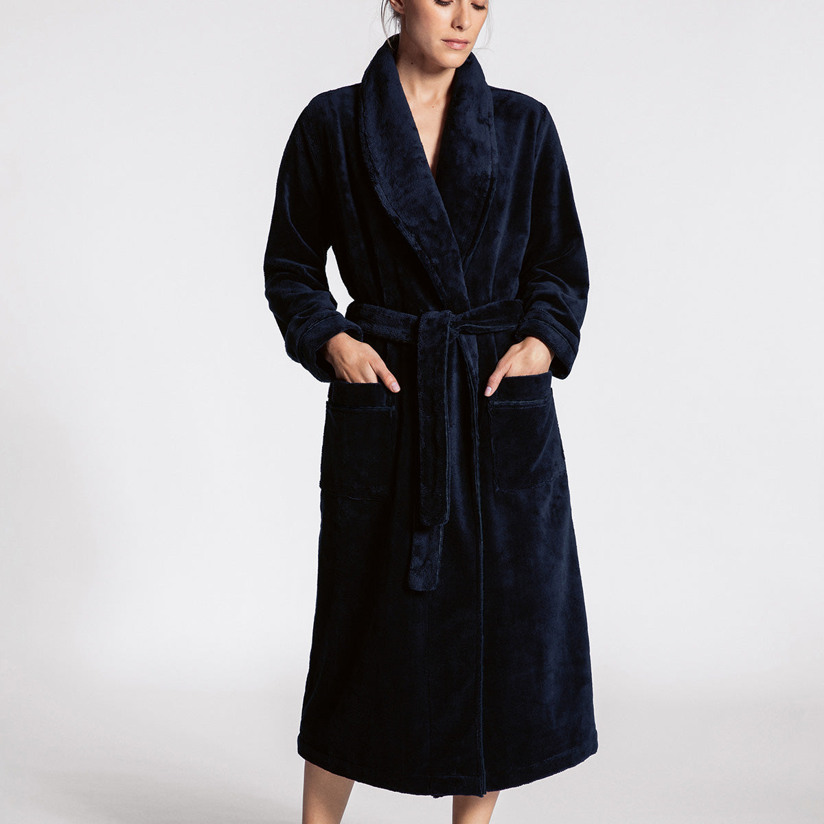 Calida Cosy Shower badekåbe, blå - 61302 - 714 - New Dark Lapis Blue