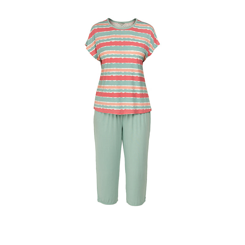 Lady Avenue Bamboo pyjamas, grøn - 62-615 - 686 - Green Coral Aquarel