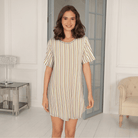 Lady Avenue Bamboo natkjole, multi - 62-702 - 648 - Mocca/Kiwi Stripe