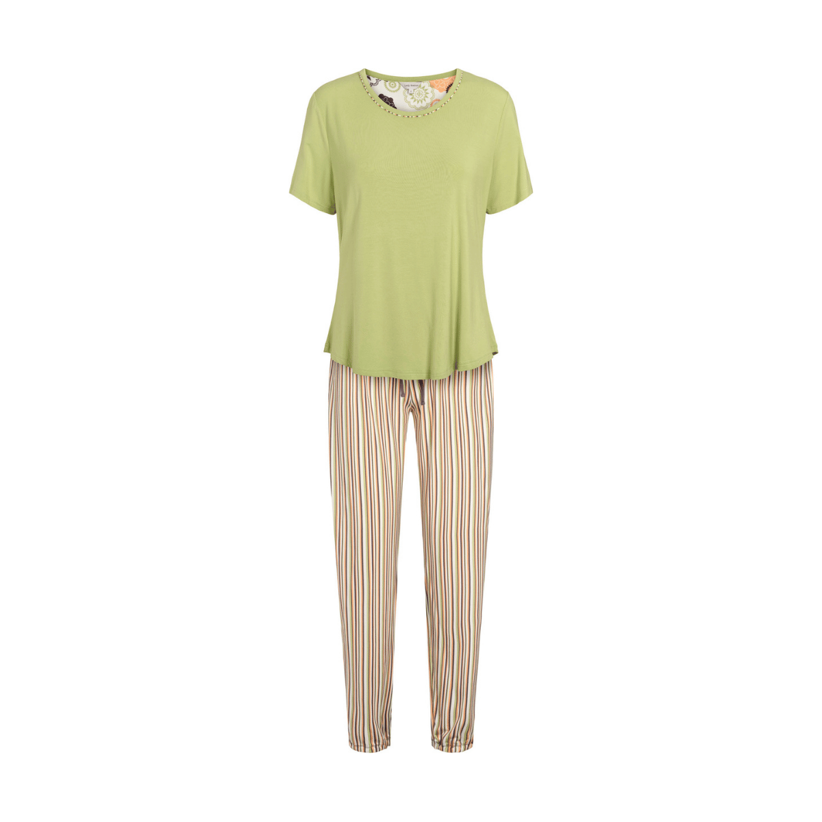 Lady Avenue Bamboo pyjamas, multi - 62-710 - 648 - Mocca/Kiwi Stripe