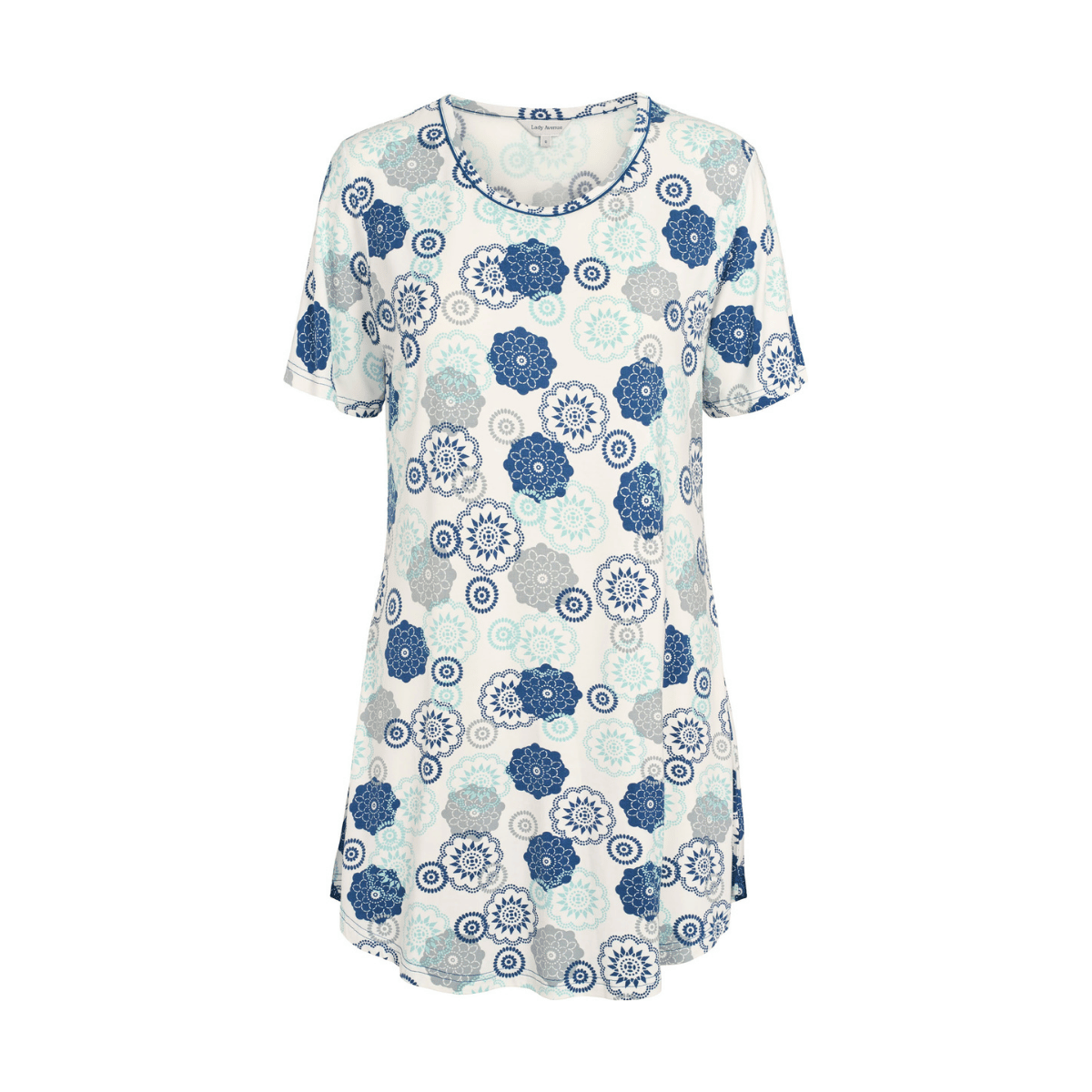 Lady Avenue Bamboo natkjole, multi - 63-702 - 655 - Blue/Grey Floral