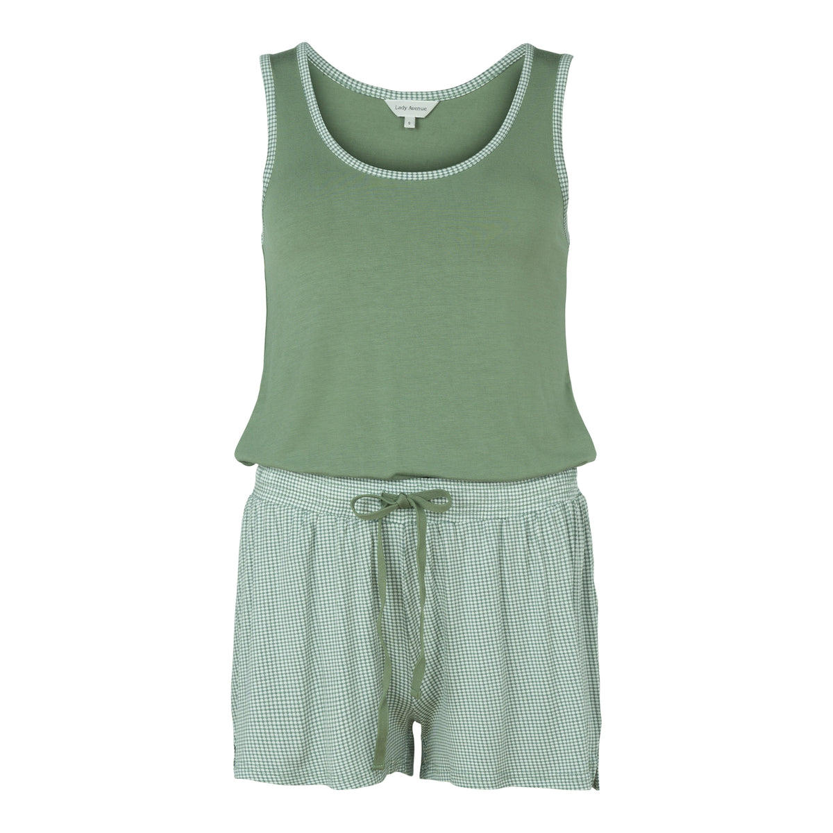 Lady Avenue Bamboo pyjamas, grøn - 67-400 - 674 - Green Pepita