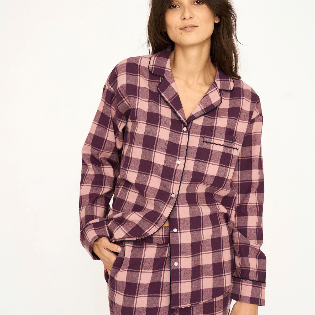 JBS of Denmark Flannel natskjorte, multi - 8-1123-74 - 6977 - Rose