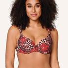 LingaDore Leopard Flower Shine bikini top med bøjle, leopard - 8201BT - 340 - Leopard Flower