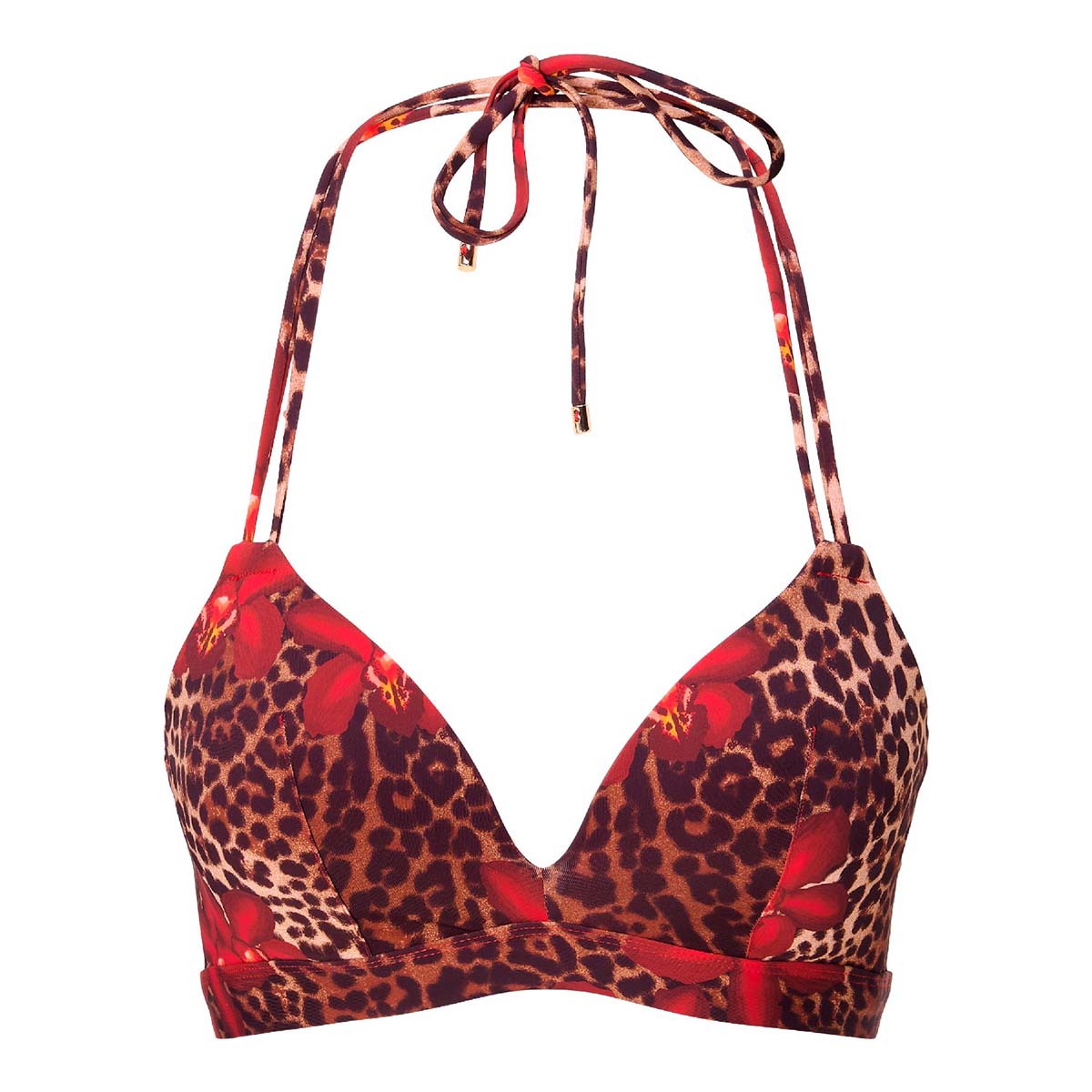 LingaDore Leopard Flower Shine bikini top med bøjle, leopard - 8201TB - 340 - Leopard Flower