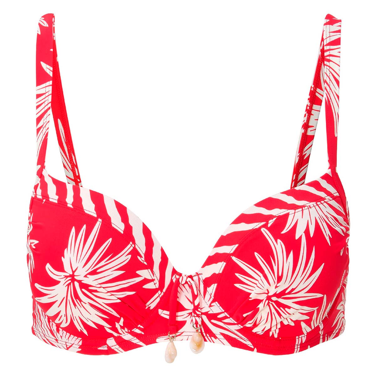LingaDore Fresh Flowers bikini top med bøjle, rød - 8203BT - 343 - Leaf Stripe