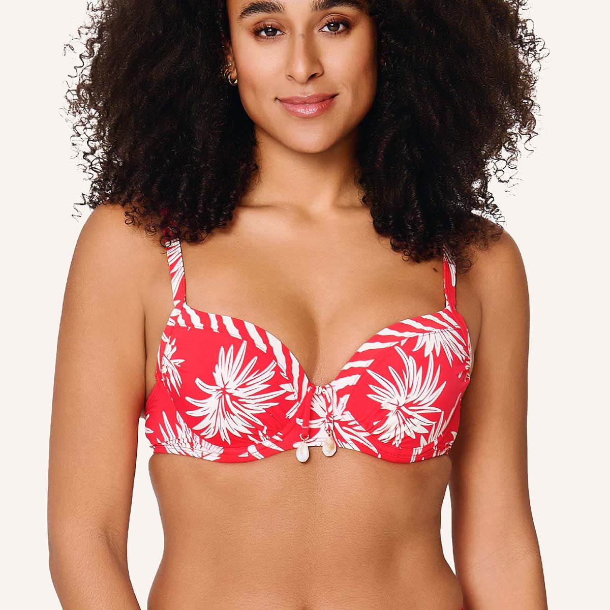 LingaDore Fresh Flowers bikini top med bøjle, rød - 8203BT - 343 - Leaf Stripe