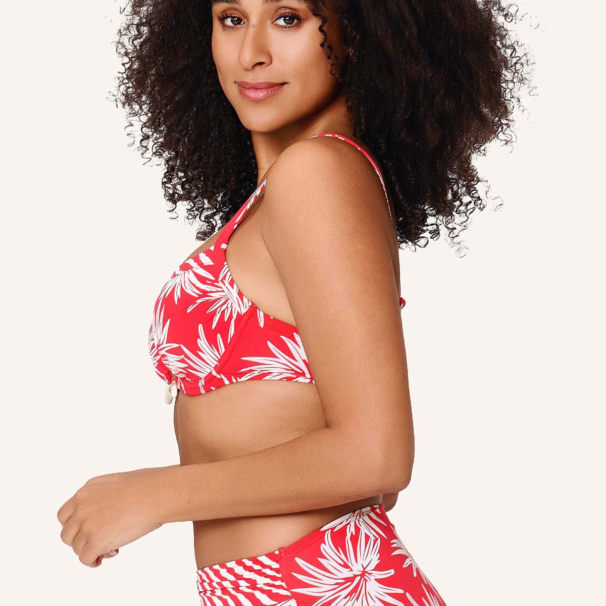 LingaDore Fresh Flowers bikini top med bøjle, rød - 8203BT - 343 - Leaf Stripe