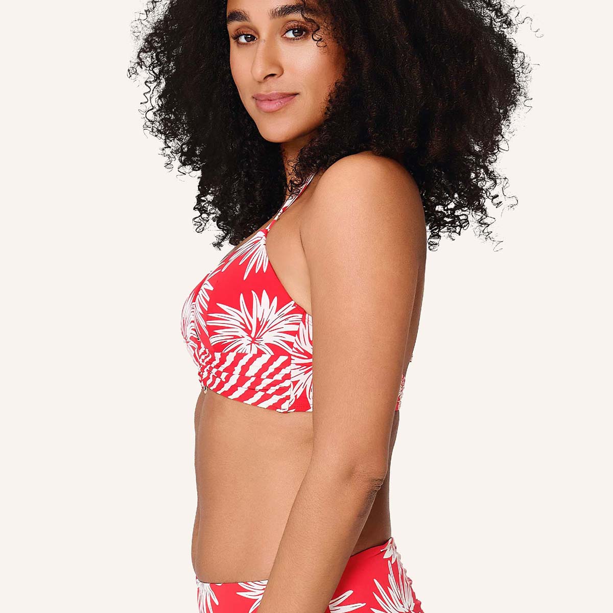LingaDore Fresh Flowers bikini top med bøjle, rød - 8203TB - 343 - Leaf Stripe