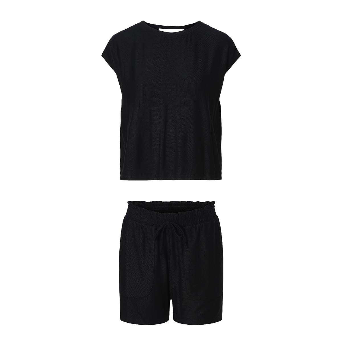 LingaDore Relaxing Days t-shirt- og shorts-sæt, sort - 8221 - 02 - Black