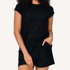 LingaDore Relaxing Days t-shirt- og shorts-sæt, sort - 8221 - 02 - Black