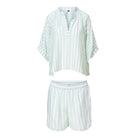 LingaDore t-shirt- og shorts-sæt, grøn - 8231 - 366 - Mint Stripe
