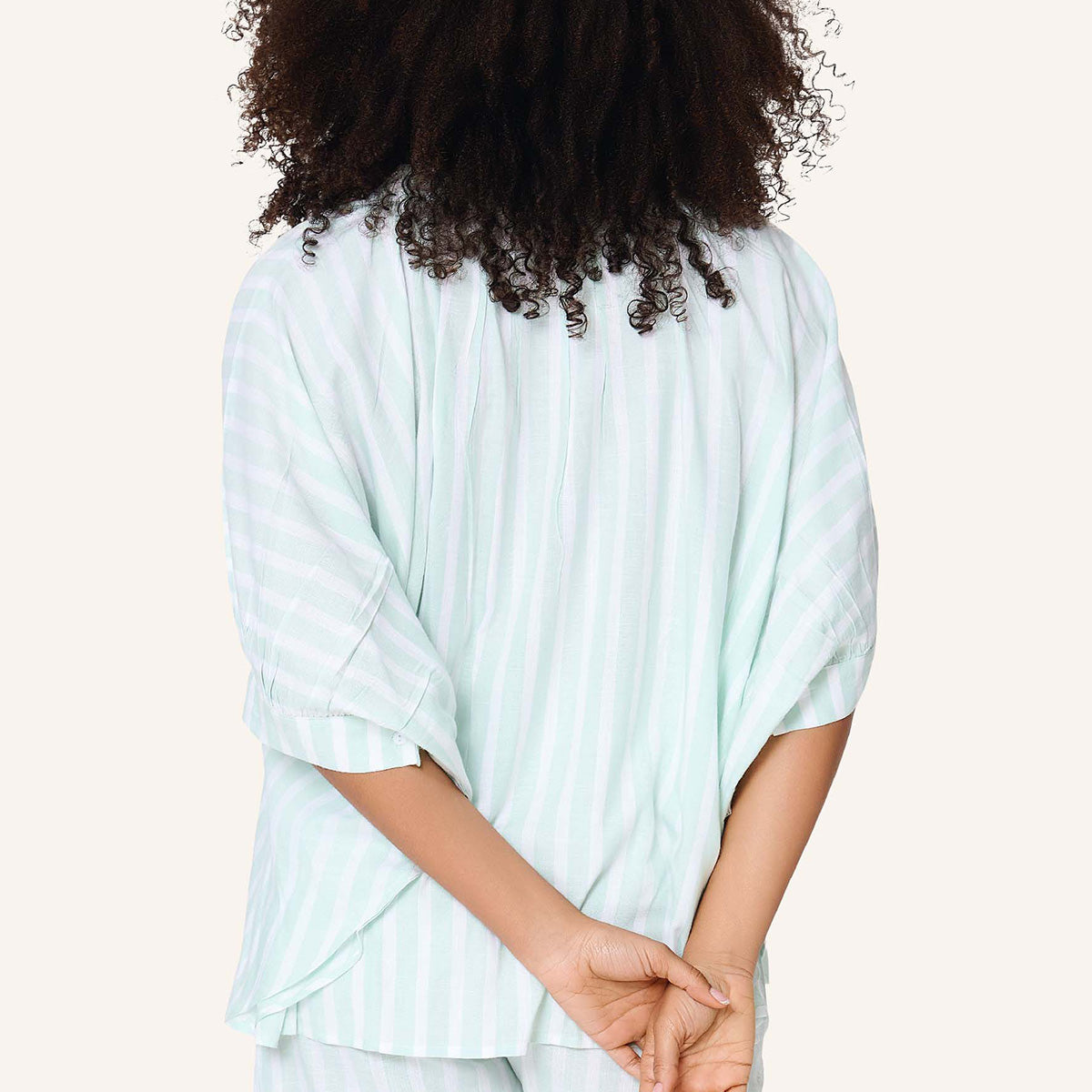 LingaDore t-shirt- og shorts-sæt, grøn - 8231 - 366 - Mint Stripe