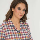 Lady Avenue Cotton Flannel natskjorte, multi - 83-1060 - 318 - Indigo/Amber