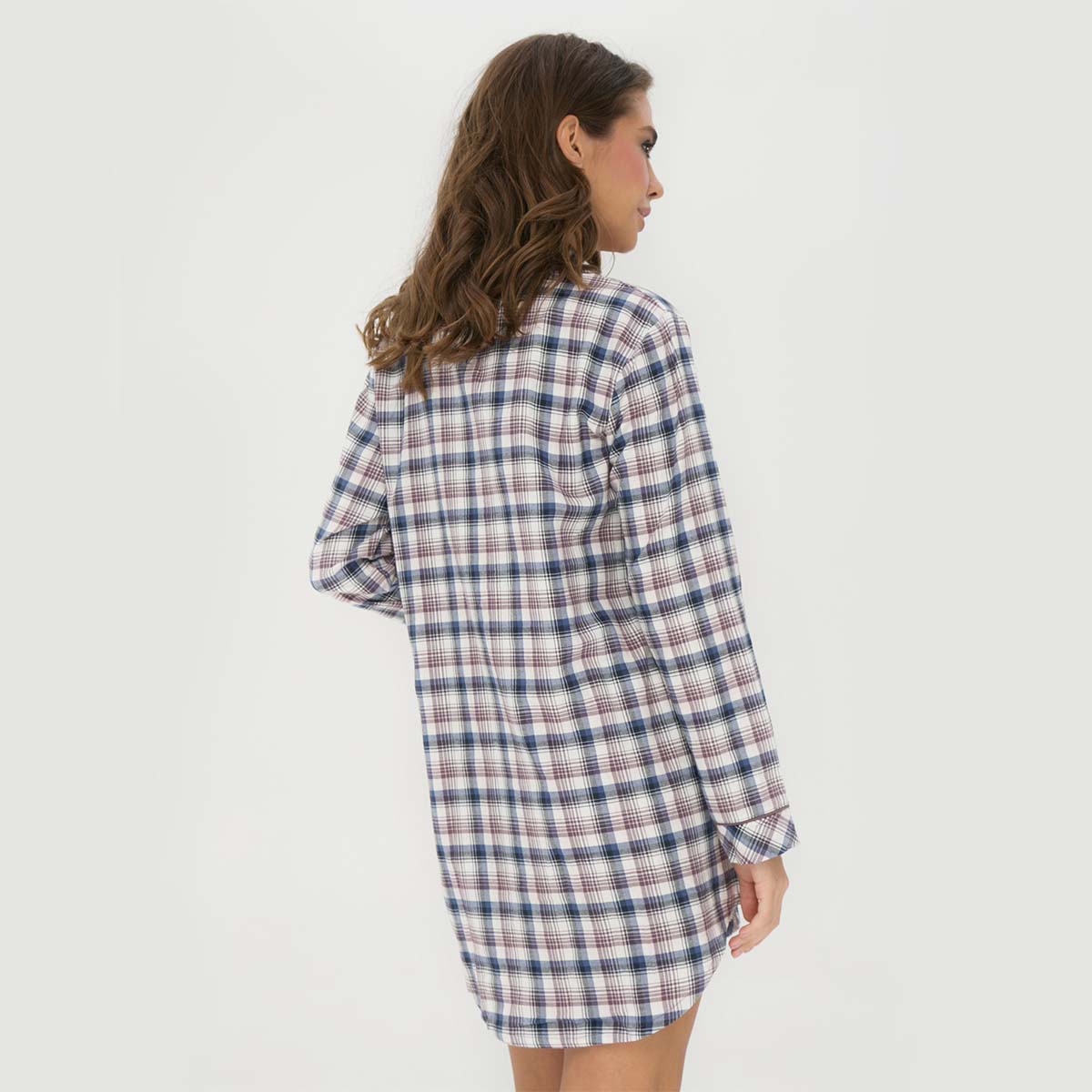 Lady Avenue Cotton Flannel natskjorte, multi - 83-1060 - 320 - Blue/Deer