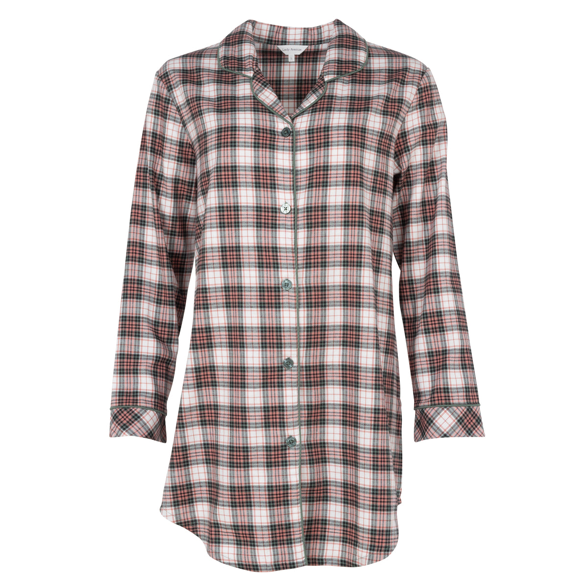 Lady Avenue Cotton Flannel natskjorte, multi - 83-1185 - 361 - Army/Terracotta