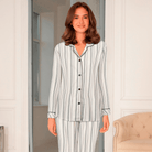 Lady Avenue Bamboo Flannel pyjamas, multi - 84-2087 - 1065 - Deer/Rose Stripes
