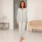 Lady Avenue Bamboo Flannel pyjamas, multi - 84-2087 - 1065 - Deer/Rose Stripes